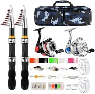 Telescopic Fishing Rod Reel Combo 2PCS 6.89FT Collapsible Fishing Pole Spinning Reel Lures Accessories with Fishing Bag Portable Fishing Rod Kit for Saltwater Freshwater Travel Fishermen Gift