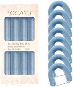 Togayu Heatless Curls Overnight Set - Jumbo Overnight Hair Curlers to Sleep In, Soft Velvet Hair Rollers for Women, No Damage Curls Styling Tools (8pcs Blue）