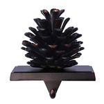 Pine Cone Christmas Stocking Holder, 3D Brown Metal Mantel Stocking Hanger for Christmas Fireplace Mantel Decorations Christmas Holiday Supplies