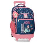 Enso Ciao Bella Compact Backpack 2 Wheels Blue 33 x 44 x 21 cm Polyester 30.49 L, Blue, One Size, Compact Backpack 2 Wheels