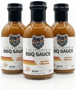 Apricot Habanero BBQ sauce 3-pack - Bearfoot BBQ - Gluten Free, 13.3 Oz, Small Batch, Non GMO, No Preservatives, No Corn Syrup, No Seed Oils. Marinade, Cooking, Dipping and Finishing sauce for Poultry, Beef, Pork, Seafood, Veggies, and more.