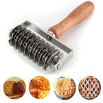 AMPSEVEN Pastry Lattice Roller Cutter - Stainless Steel Dough Lattice for Pie Pizza Bread Beef Wellington Pastry Crust Roller Cutter