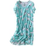 ENJOYNIGHT Womens Cotton Nightgown Short Sleeves Night Dress Print Sleep Shirt(X-Large, Green Bear1)