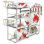 SLIMSHINE Kitchen Dish Rack - 4 | Shelf Stainless Steel Plate & Utensil | Drying Rack | Space-Saving Storage for Plates | Bowls | Cups | Cutlery (24 inch x 24 inch)