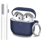 Aircawin for Airpods 4 Case Cover,Shockproof Case for Airpods 4th Generation Case Cover 2024,Premium Silicon Case with Keychain and Cleaing Pen for Airpods 4 Gen, Wireless Earphone Accessories-Blue