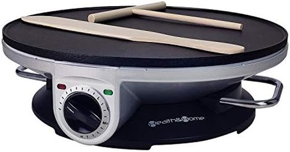 Health and Home Crepe Maker - 13 Inch Crepe Maker & Electric Griddle & Non-stick Pancake Maker-Crepe Pan (Silver-A)