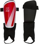 55 Sport Vortex Club Adult & Junior Protective Football Shin Guards with Ankle Protector - Red - M
