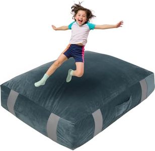 FINCOME Crash Pad 4'x3' Crash Pads for Kids Sensory with Foam Blocks Gray Sensory Pad with Washable Cover Sensory Crash Pad for Climbing Gymnastics Sensory Tool for Schools, Sensory Therapy 48”x 36”
