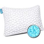 Cooling Bed Pillows for Sleeping 1 Pack Queen Size Shredded Memory Foam Pillow for Neck Pain Relief, Adjustable Sleeping Pillow for Back/Side Sleepers, Hypoallergenic Bamboo Pillow