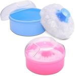 Body Powder Puff and Container - 2Pcs Powder Puff for Body Powder Bath Powder Puff and Container Baby Puffs with Container Travel Kit - Makeup Puffs for Powder Talcum Powder with Puff for Women