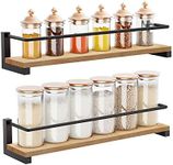 OROPY Spice Rack Wall Mounted, Rustic Wood Hanging Rack for Over The Stove, Kitchen Wall, 2 Pack