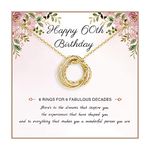 60th Birthday Gifts for Women 925 Sterling Silver Birthday Necklace 3 4 5 6 7 Decade Interlocking Circles Necklace Happy 30th 40th 50th 60th 70th Birthday Necklaces for Daughter Mom Birthday Jewelry