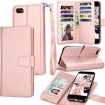 Tekcoo Wallet Case for iPhone SE 2020 / iPhone 7 / iPhone 8 Luxury ID Cash Credit Card Slots Holder Carrying Pouch Folio Flip PU Leather Cover [Detachable Magnetic Hard Case] Kickstand - Rose Gold