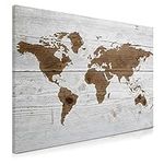 Navaris Magnetic Dry Erase Board - 24 x 36 inches Decorative White Board for Wall with Printed Design, Includes 5 Magnets and Marker - World Map