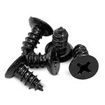 #8 X 3/8'' Black Xylan Coated Stainless Flat Head Phillips Wood Screw (25 pc) 18-8 (304) Stainless Steel Screw by Bolt Dropper