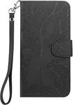 Tiyoo iPhone 6/6S Phone Case, Shockproof Leather Wallet Case with The Tree of Life Pattern, Protective Phone Cover with Card Holder and Magnetic Closure, Premium Phone Cover for iPhone 6/6S, Black