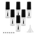 GTHER 6PCS 5ML Empty Nail Polish Glass Bottles with Brush Cap & Funnel & Mixing Balls for Nail Art