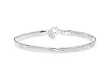 Miabella 925 Sterling Silver Italian Solid 4mm Domed Herringbone Snake Chain Link Bracelet for Women Men, Made in Italy, 6.5 Inch, Sterling Silver