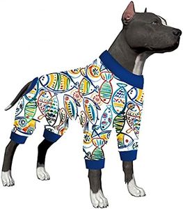 LovinPet Dogs Clothes, Large Dog Jammies, Comfy Lightweight Stretchy Fabric Solarium Outdoor Cast Seaside Prints Dog Jumpsuit, Pet Anxiety Relief, Easy Wearing Dog Clothing L