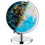 COSTWAY 3 in 1 Illuminated World Globe, 9 Inch Diameter Globe Night Light with Stand for Kids, 88 Constellations, Educational Geography Map, Desktop Decor World Globe Map for Home, School, Office