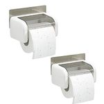 HOKIPO Magic Sticker Series Glass and Metal Toilet Paper Holder in Bathroom - Pack of 2