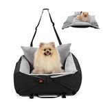 BOUKIDA Dog Car Seat,2 in1 Puppy Booster Seat For Small Medium Pets,Dog Travel Car Bed Pet Safety Seat with Storage Pocket and Adjustable Strap Detachable Washable Cover for Car and Home