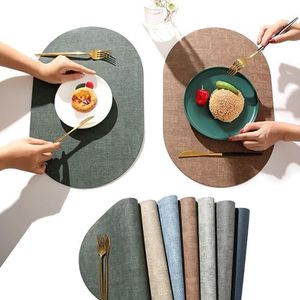 Forubar Placemats Set of 6, Faux Leather Placemats Heat Resistant Wipeable Washable Place Mats, Easy Clean Non-Slip Table Mats for Dining Kitchen Outdoor Indoor (Mixed Color, Set of 7)