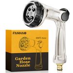 FANHAO Professional Heavy Duty Garden Hose Spray Gun, 100% Metal Thumb Control Hose Gun with 8 Spray Patterns, High Pressure Hose Nozzle for Lawn & Plant Watering, Car & Pet Washing