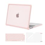 MOSISO Compatible with MacBook Air 13 inch Case 2024 2023 2022 M3 A3113 M2 A2681, Anti-Cracking Heavy Duty TPU Bumper Plastic Hard Case&Keyboard Skin&Screen Film for MacBook Air 13.6, Pink