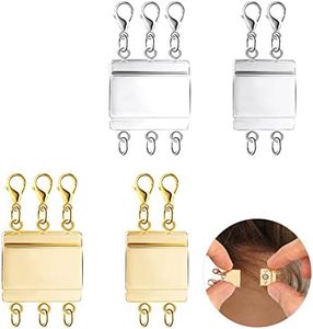 KINBOM 4 pezzi Fermagli per Collana a Strati, Chiusura Magnetica per Gioielli Fermagli Magnetici per Collane Chiusure Magnetiche per Collane Gioielli Fai Da Te (2/3 Fili Argento e Oro)