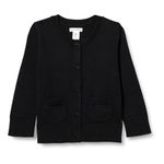 Amazon Essentials Little Girls' Uniform Cardigan Sweater, Black Beauty, S