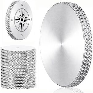 Disabeki 10 Pack 32mm 304 Stainless Steel Coin Blanks, 4mm Thick Solid Blank Challenge Coins with Diamond Knurled Edge for Laser Engraving and Hand Stamping