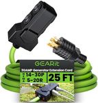 GEARit 30-Amp/Duplex 5-20R x4-Outlets Adapter Cord (25-Feet) 4-Prong 30A Generator Extension Cord to 4X Household 125/250V (NEMA 14-30P to Four 5-20R) STW 10AWG/4 Heavy Duty Twist Lock - 25ft