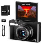 VJIANGER 4K Digital Camera For Photography, 64MP Vlogging Camera For Youtube With 3" 180° Flip Screen, 18X Digital Zoom Point And Shoot Camera With 32GB Micro SD Card For Beginner (Black)
