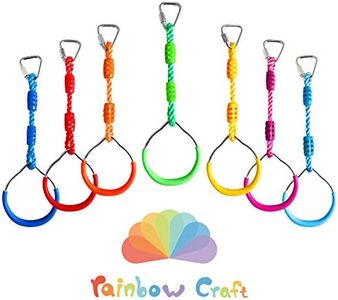 Rainbow Craft 7-Pack Colorful Ninja Rings - Gymnastic Rings, Swing Bar Rings, Monkey Rings for Backyard Ninja Warrior Obstacle Slackline Kits