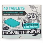 Homethings, 40 Dishwasher Tablets, Highly Effective 3-in-1 Cleaning, No Toxic Chemicals, Vegan & Cruelty-Free, No Animal Testing, Made in EU