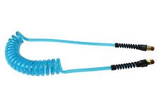 Coilhose Pneumatics PUE14-15B-T Flexeel Reinforced Polyurethane Coiled Air Hose, 1/4" ID, 15' Length with (2) 1/4" Reusable Strain Relief MPT Swivel Fittings, Transparent Blue, Polyurethane