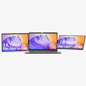 14.1 Inch Laptop Monitor Extender FHD 1080P HDR IPS Dual Screens Extender Multi Angle Rotation Portable Monitor for Laptop Within 17.3in for Home Office (DR145)