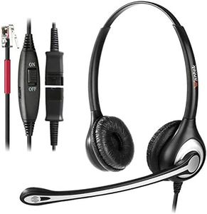 Wantek RJ9 Telephone Headset Dual with Noise Cancelling Mic, Quick Disconnect, Work for Yealink T42G T46G T48G T21P T41P Avaya 1608 9608 9611G 9650 Grandstream Cisco Snom Panasonic KXT Phones(602QY1)