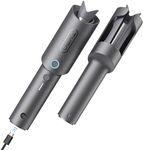 Cordless Automatic Rotating Curling Iron - TYMO Curlgo Eco 1 Inch Portable Beach Waves Curling Wand, Dual Voltage & Rechargeable Travel Hair Curler for 14"-22" Hair, Safe & Tangle-Free, Metallic Gray