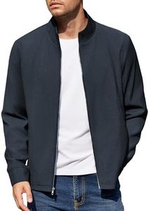 COOFANDY Men's Zip Lightweight Jackets Casual Lightweight Jacket Twill Cotton Jackets with Collar Navy Blue