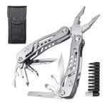 23-in-1 Multifunction Pliers with Sheath Mini Tools Pliers and 9 Bits - Multi Tool All in One – Multi Function Gear for Men Best Screwdriver Kit for Work Camping Backpacking - Great Gifts for Men