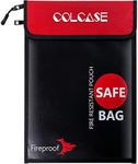 COLCASE Fireproof Document Bag Upgraded 2 Pockets (2000 ℉)15 x 11 Inches Silicone Coated Fireproof and Waterproof Money Bag Fireproof Safe Storage for Money, Documents, Jewelry and Passport Black