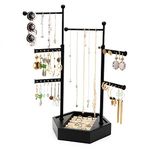 Emfogo Jewelry Organizer Stand - 6 Tier Jewelry Holder with Adjustable Height Necklace Holder Organizer Display & Storage for Earrings Ring Bracelet (Black)