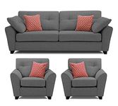 Sofa Architect Wooden Moris 5- to 6-Person Sofa 3-1-1 Sofa Set (Grey)