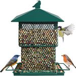 Bird Feeders for Outside Wild Birds, Metal Bird Feeder for Outdoors Hanging, Retractable 6.2 LB Seed Large Capacity Bird Feeder Squirrel Proof for Garden (Green)