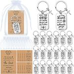 Siifert 24 Sets Bible Verse Christian Baptism Keychain Bulk Religious Faith Prayer Gifts for Women Men Christmas(Square)