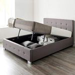 Aspire Beds Upholstered Storage Ottoman Bed Frames With End or Side Opening Ottoman Lift, End Opening, Black Linen, 5ft King Size 150 x 200