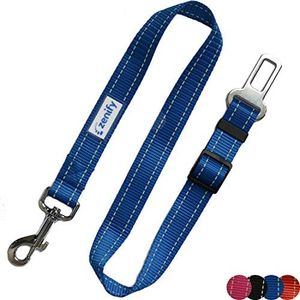 Zenify Dog Car Seat Belt Seatbelt Lead Puppy Harness - Heavy Duty Adjustable Carseat Clip Buckle Leash for Dogs Puppies Pets Travel - Pet Safe Collar Accessories Supplies Truck Safety Covers (Blue)