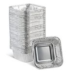 PLASTICPRO Disposable 3'' X 3 X 2'' Inch Square Aluminum Tin Foil Baking Pans Bakeware - Cookware Perfect for Baking Cakes,Brownies,Bread, Meatloaf, Lasagna, Pack of 50